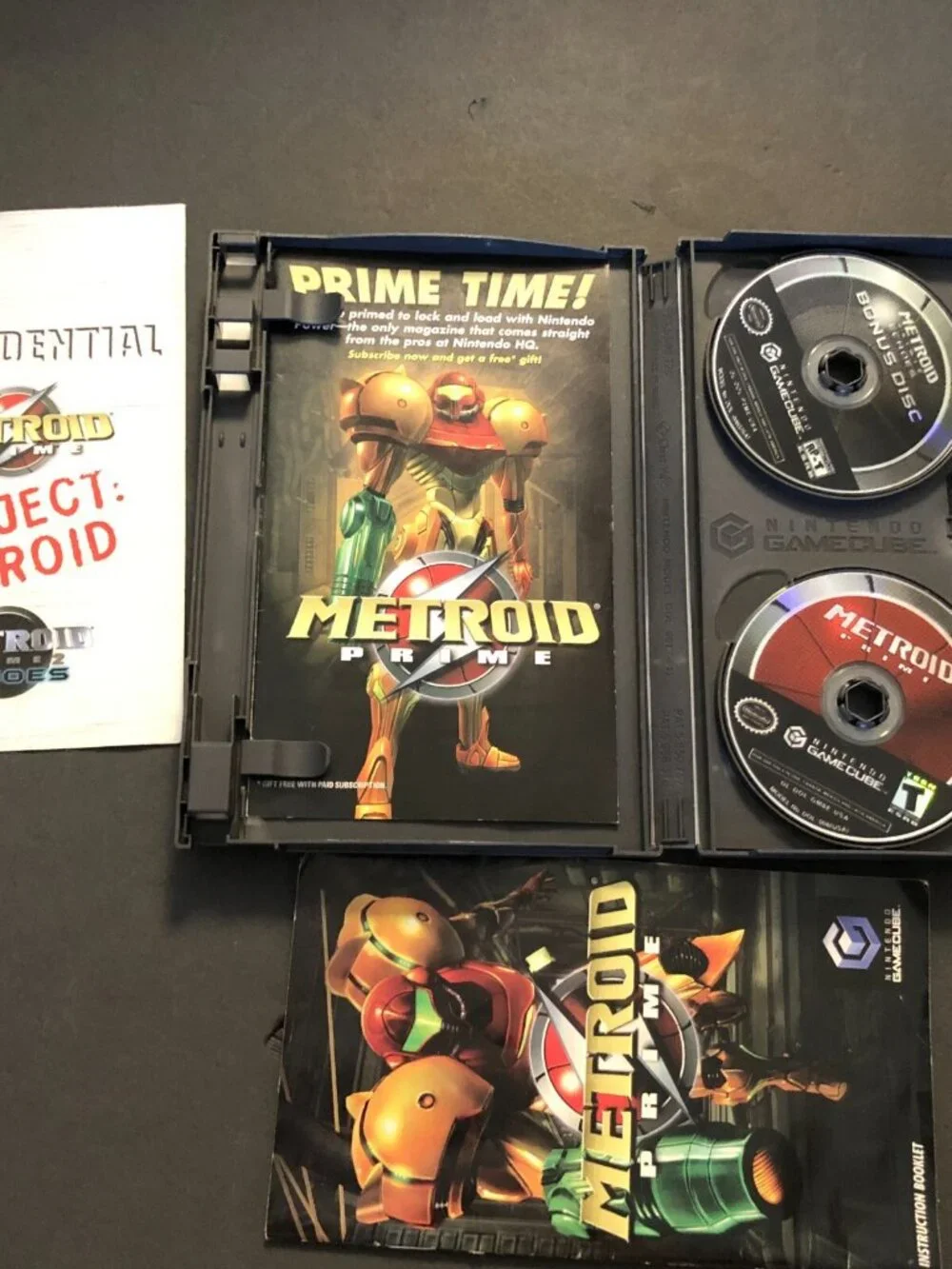 Nintendo Metroid Prime Game with Bonus Metroid Prime 2 Demo Game CIB TESTED